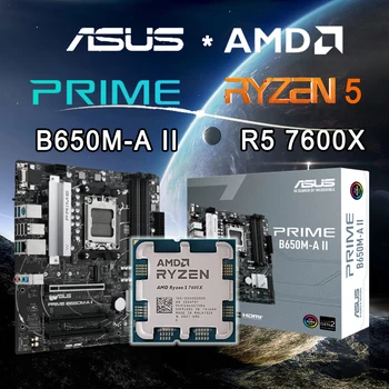 חדש AMD Ryzen 5 7600X R5 7600X+ASUS ראש B650M-A II AMD B650 מיקרו-ATX שקע AM5 לוח האם DDR5 PCIe 5.0 מ 2 2.5 Gb Ethernet