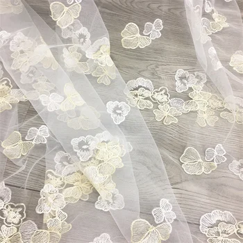לבן-עלה דקורטיביים פרפר רשת רקמה בד הקיץ דק ילדה גזה חצאית בד